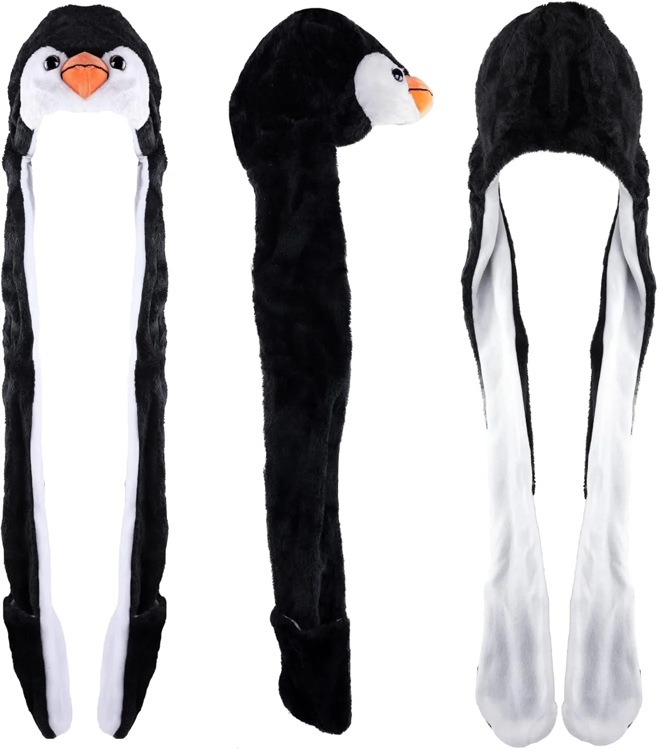 Super Z Outlet Penguin Plush Animal Winter Ski Hat Beanie Aviator Style Winter Black/White