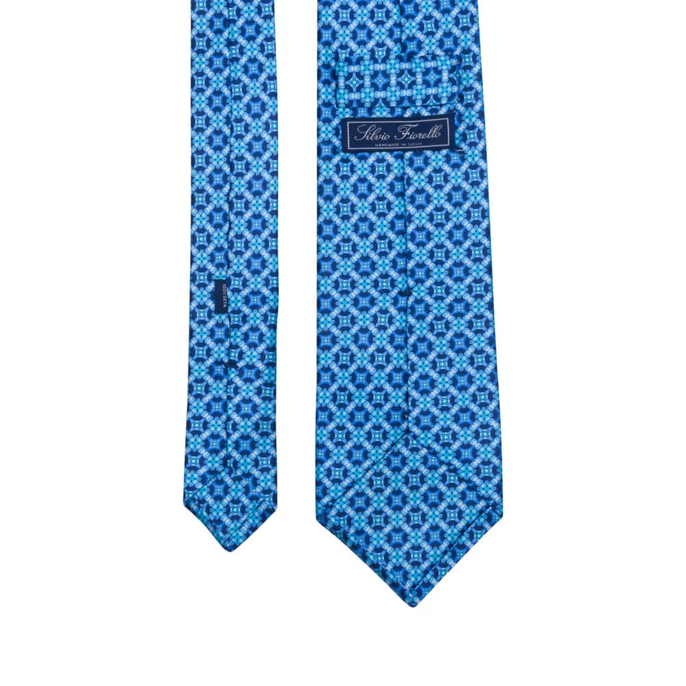 The Pearl of Sicily Blue Silk Duchesse Tie