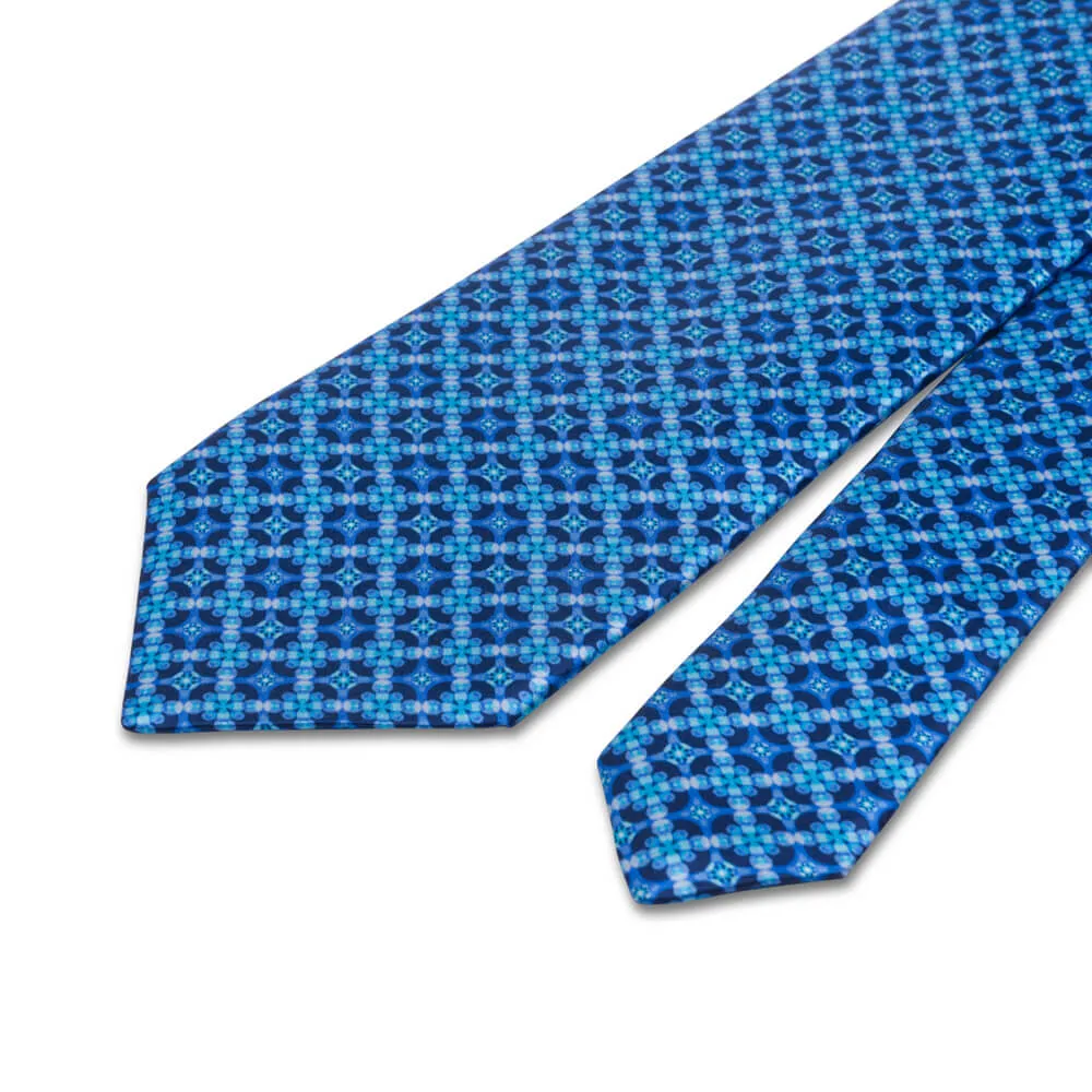 The Pearl of Sicily Blue Silk Duchesse Tie