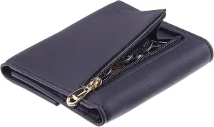 Travelambo RFID Blocking Wallet Women Small Womens Wallet Credit Card Holder Mini Compact Trifold Wallets for Women with Coin Pocket Zipper