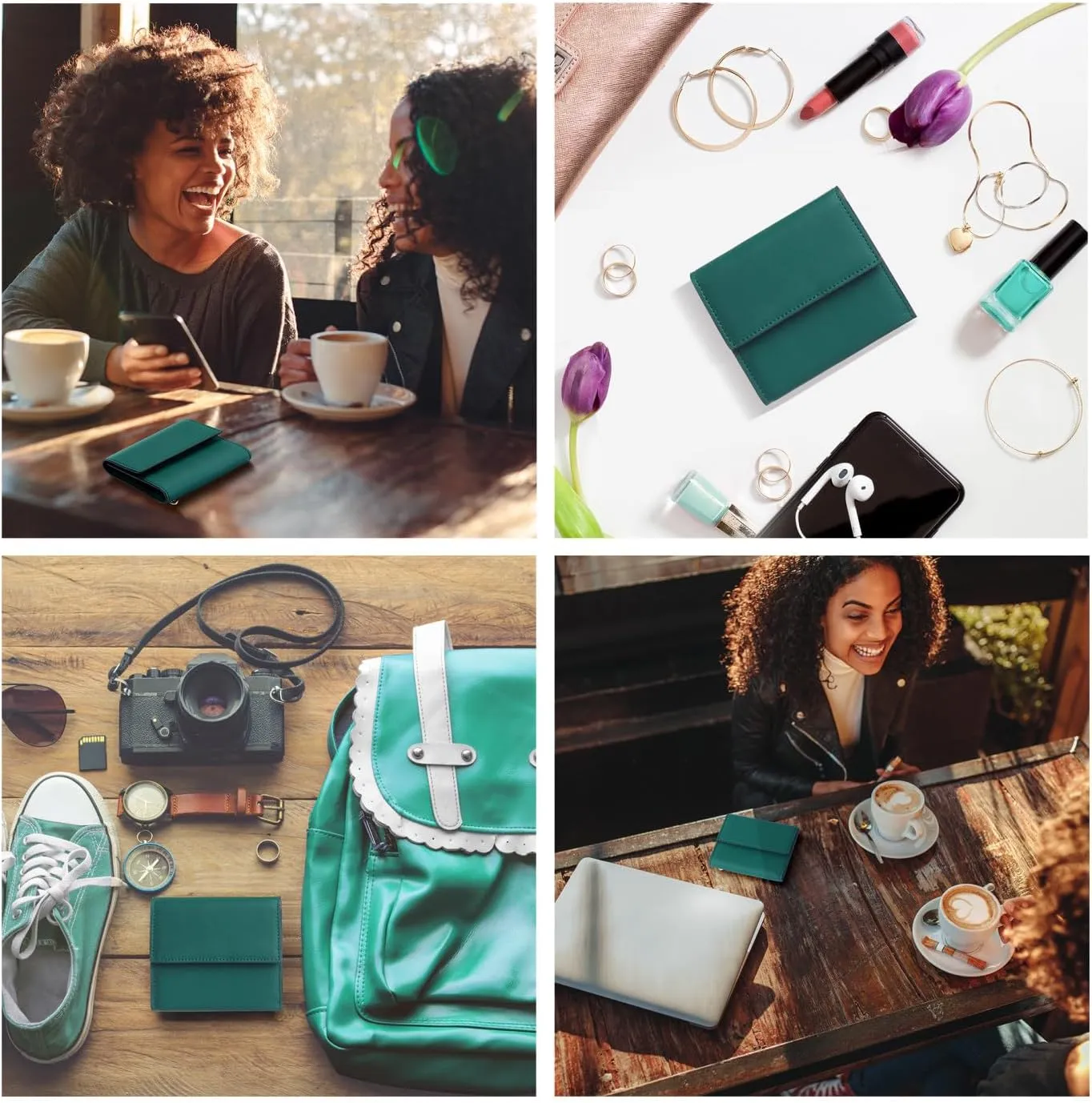 Travelambo RFID Blocking Wallet Women Small Womens Wallet Credit Card Holder Mini Compact Trifold Wallets for Women with Coin Pocket Zipper