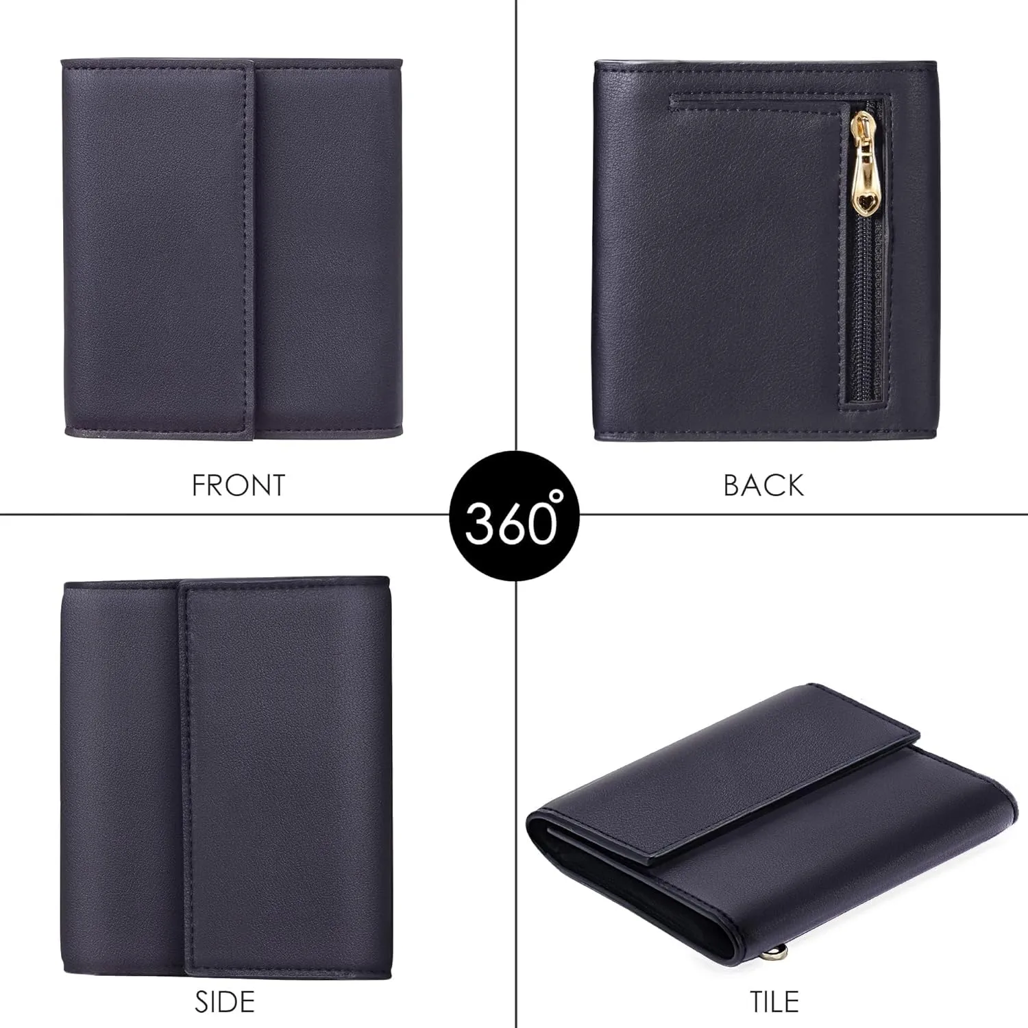 Travelambo RFID Blocking Wallet Women Small Womens Wallet Credit Card Holder Mini Compact Trifold Wallets for Women with Coin Pocket Zipper