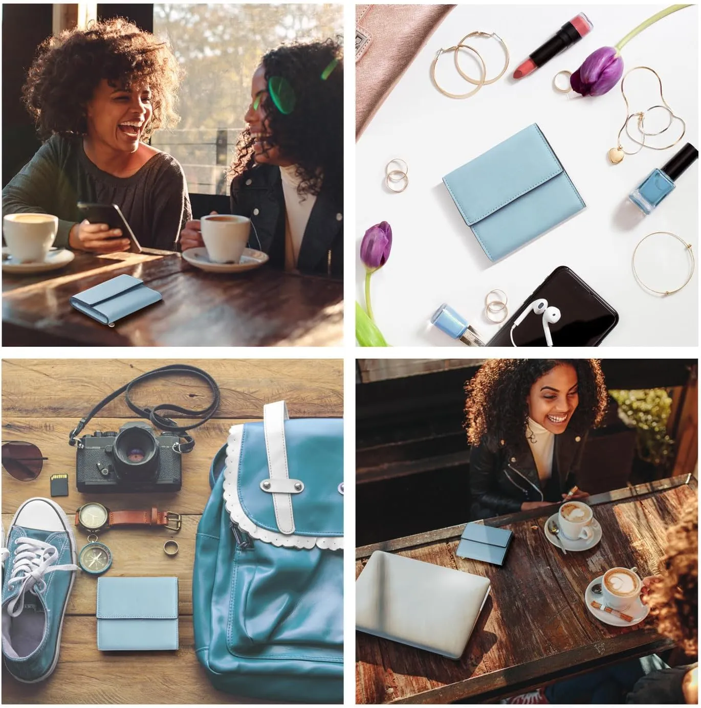 Travelambo RFID Blocking Wallet Women Small Womens Wallet Credit Card Holder Mini Compact Trifold Wallets for Women with Coin Pocket Zipper