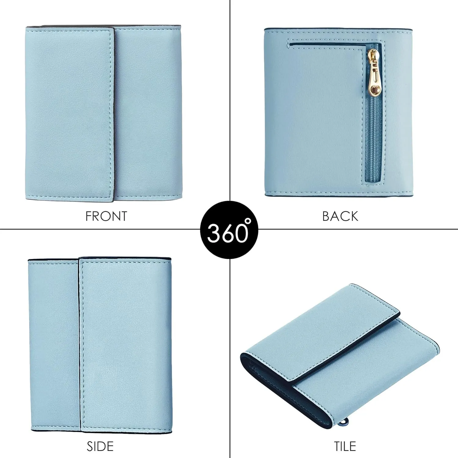 Travelambo RFID Blocking Wallet Women Small Womens Wallet Credit Card Holder Mini Compact Trifold Wallets for Women with Coin Pocket Zipper