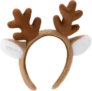 WantGor Deer Antlers Headband, Christmas Reindeer Antlers Women Head bands Animal Deer Ears Hairband Men Party Cosplay Costume Hairbands for Halloween Festival