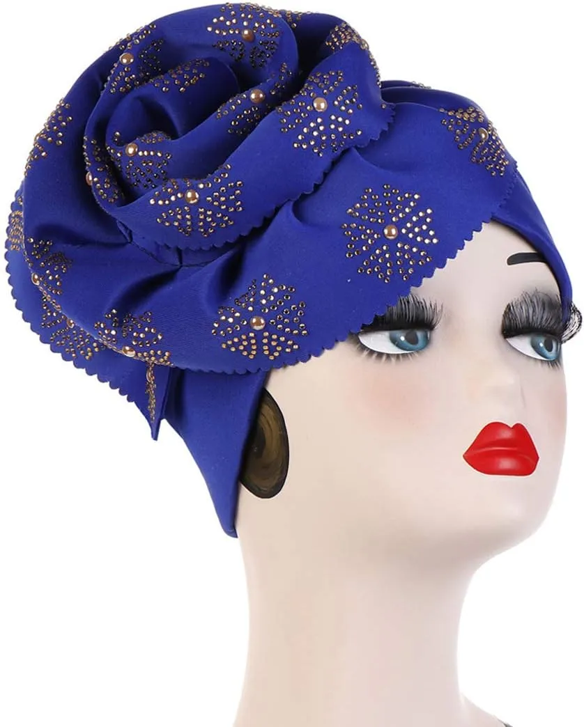Women Rhinestone Turban Hats Chemo Head Wraps Long Headwear Head Scarves