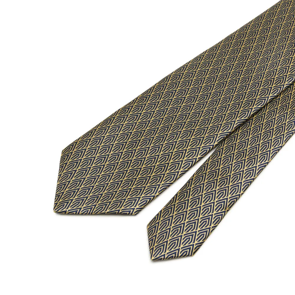 Yellow and Blue Metropolis Duchesse Silk Tie